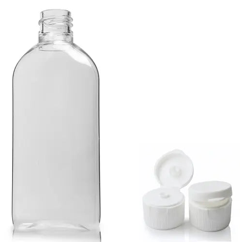 100ml Clear PET Oval Bottle & 20mm Flip-Top Cap