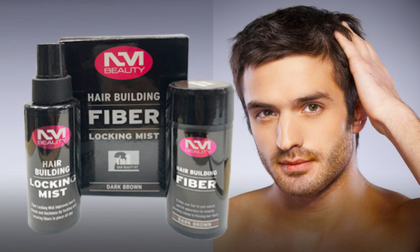 HAIR BUILDING FIBER WITH LOOKING MIST SPRAY DRAK BROWN