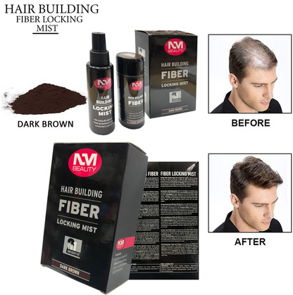 HAIR BUILDING FIBER WITH LOOKING MIST SPRAY DRAK BROWN