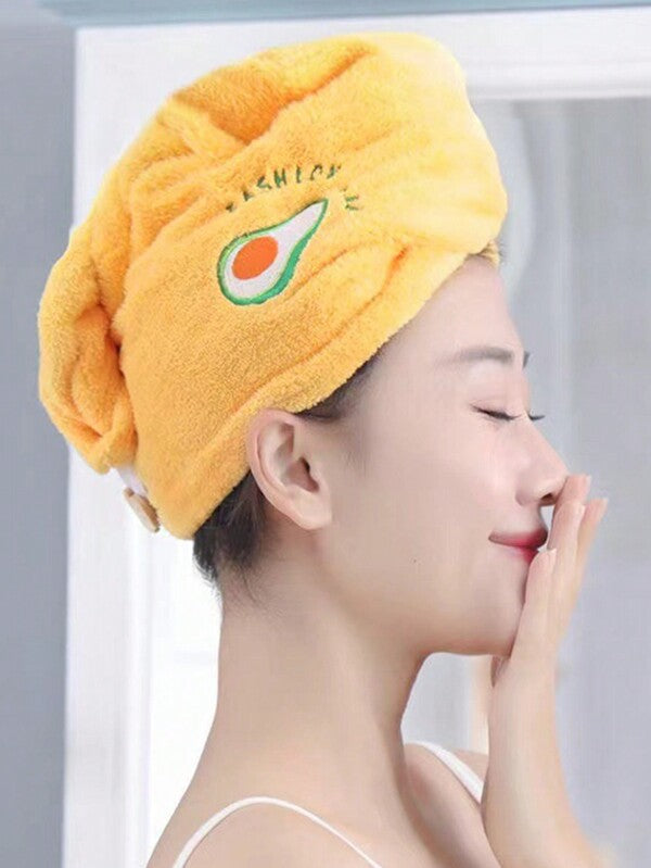 Thickened Coral Fleece Cartoon Embroidered Hair Drying Cap Women Shower Cap Water-Absorbing Triangle Hat Water-Absorbing Hair Drying Towel