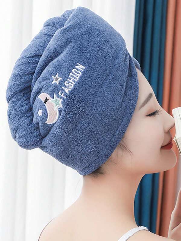 Thickened Coral Fleece Cartoon Embroidered Hair Drying Cap Women Shower Cap Water-Absorbing Triangle Hat Water-Absorbing Hair Drying Towel