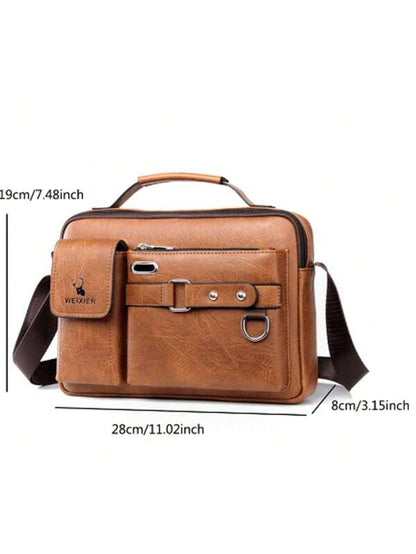 1PC Shoulder Bag, Men's Crossbody Bag, Men's Business Shoulder Bag, Crossbody Bag, Hand-Held Men's Shoulder Bag, Men's Backpack, Briefcase Man Bag Students Winter Purse Holiday Storage Bag Tote Bag Messenger Bag Retro Business Premium Leather Briefcase Le