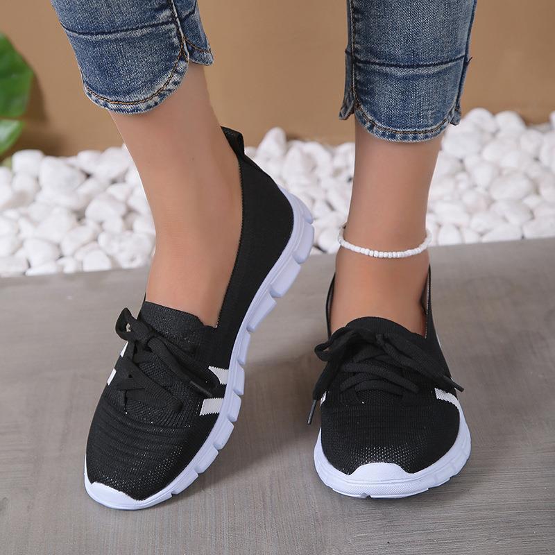 Casual Lace-up Mesh Shoes Preppy Flats Walking Running Sports Shoes Sneakers For Women