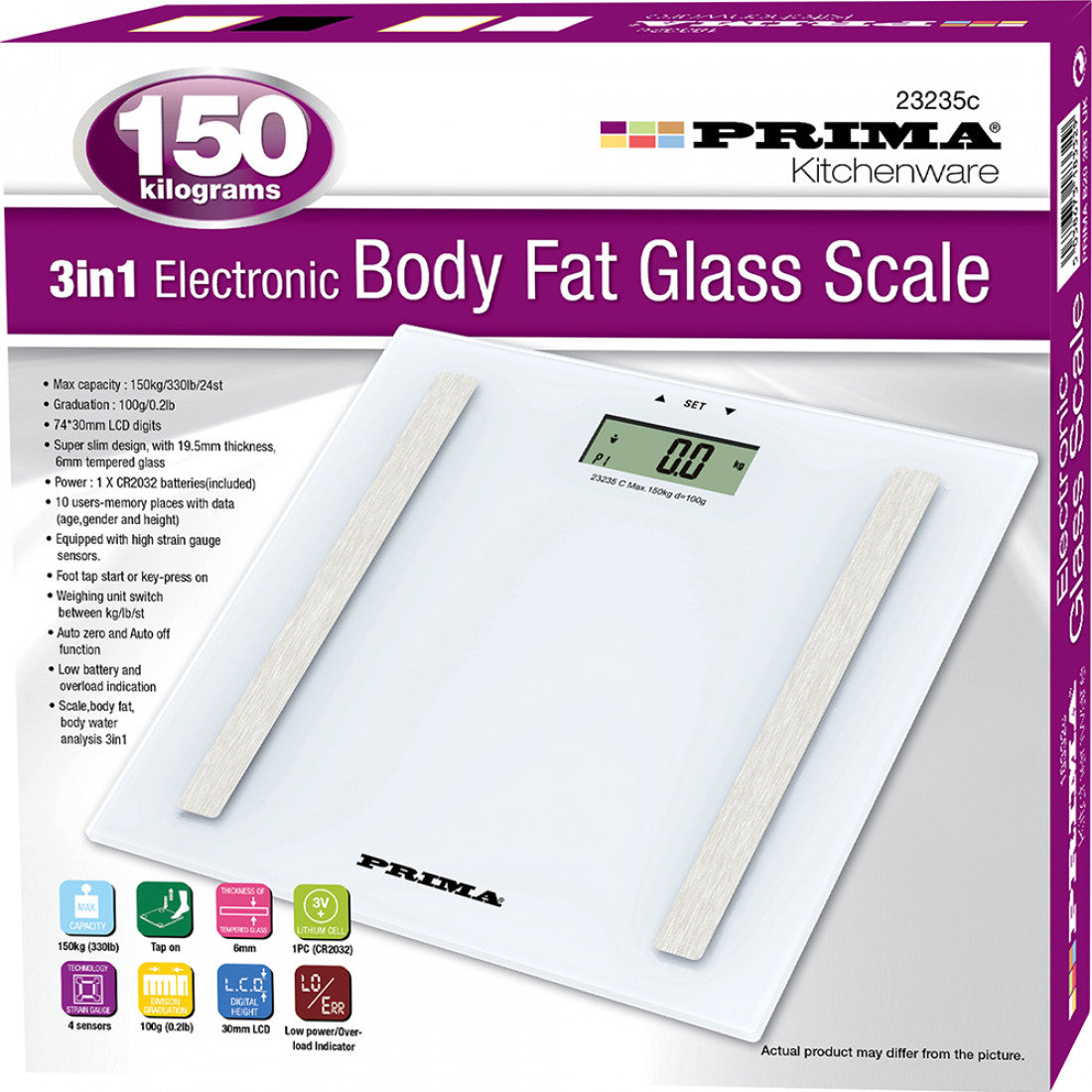 PRIMA 7-IN-1 ELECTRONIC BODY FAT SCALE 180KGS