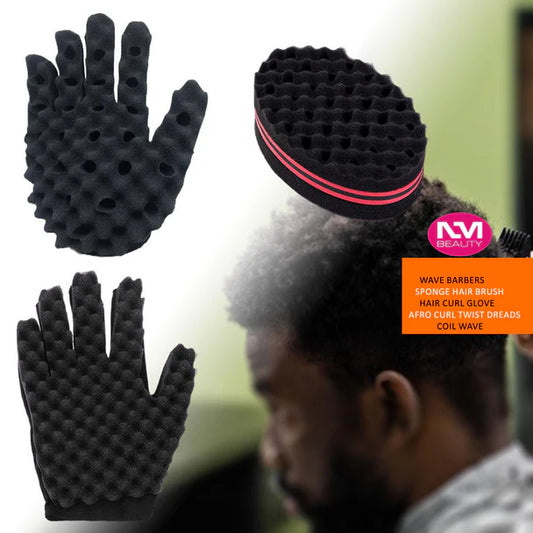 Wave Barbers Sponge Hair Brush Hair Curl Glove Afro Curl Twist Dreads Coil Wave