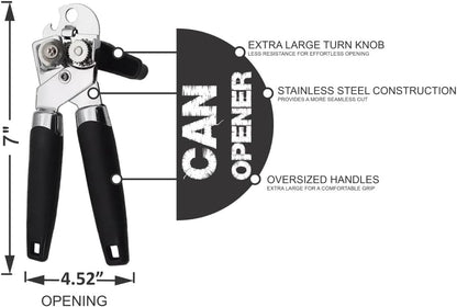 ROYLE HOME BLACK STAINLESS STEEL CAN OPENER 20CM