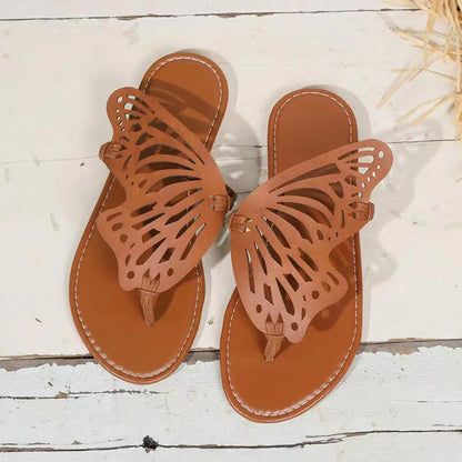 Summer Sandals Vintage Flip Flop Butterfly Wings Flat Shoes Outdoor Slippers