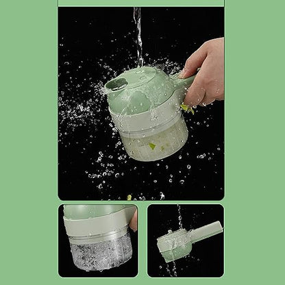 Electric Food Chopper, 4 in 1 Electric Vegetable Cutter Mini 200ml USB Charging Handheld Wireless Food Processor for Garlic