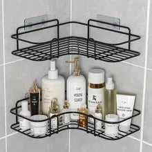 Bathroom kitchen Punch Corner Frame Shower Shelf Wrought Iron Shampoo Storage Rack Holder with