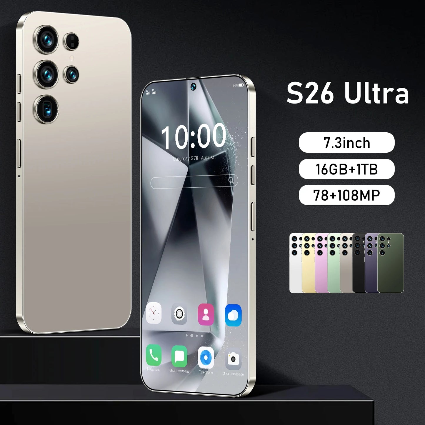 2025 New Original 7.3inch S26 Mobile Phone 16GB 512GB 7800mAh 4G 5g Smart Phone