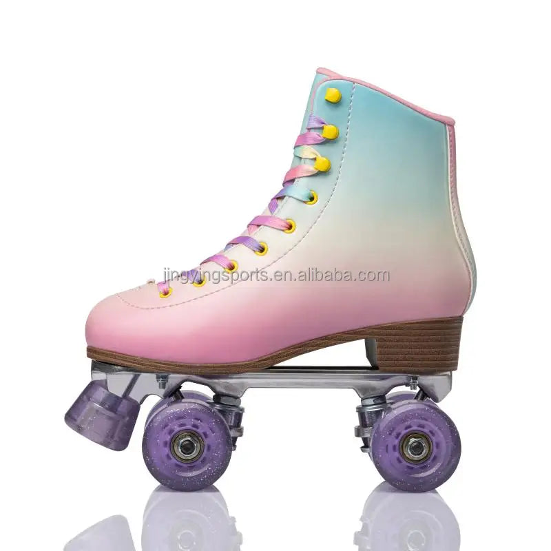 2025 Hotsale Two-Row Glitter Flashing Roller Quad Skates Unisex Wheel Skating Shoes for Woman and Man