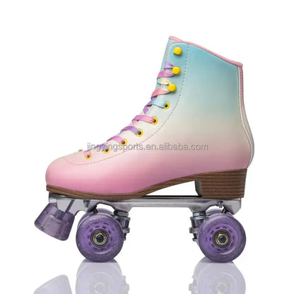 2025 Hotsale Two-Row Glitter Flashing Roller Quad Skates Unisex Wheel Skating Shoes for Woman and Man
