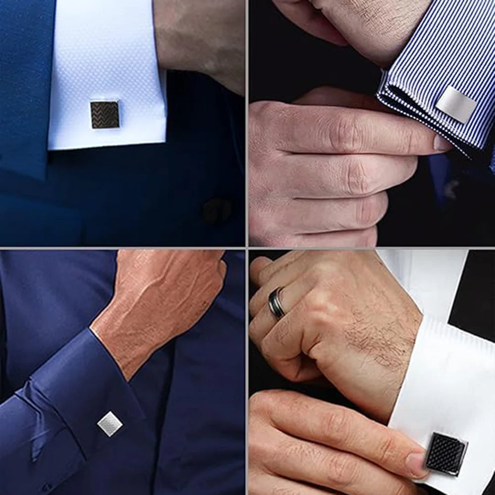 New Black Silver Alloy Geometric Square Cufflinks Elite Handsome Charming Men Jewelry Accessories