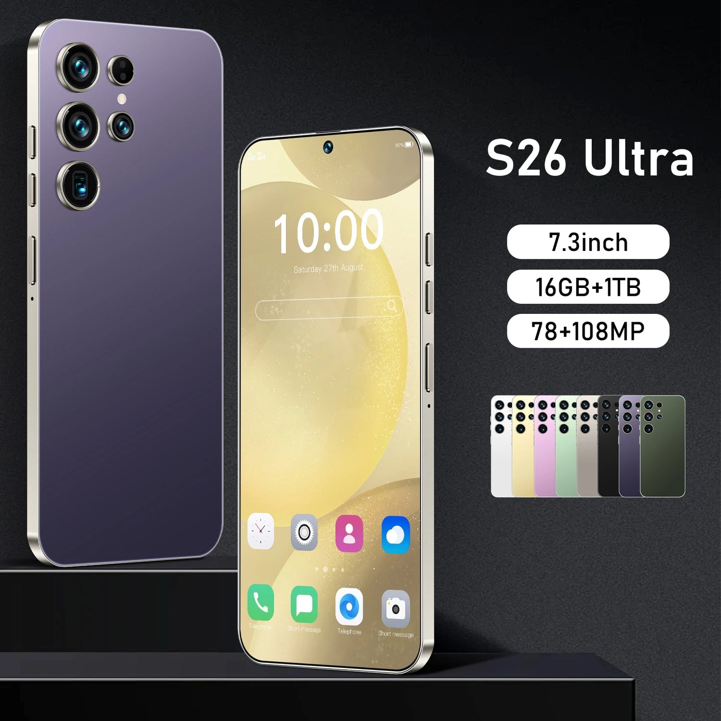 2025 New Original 7.3inch S26 Mobile Phone 16GB 512GB 7800mAh 4G 5g Smart Phone