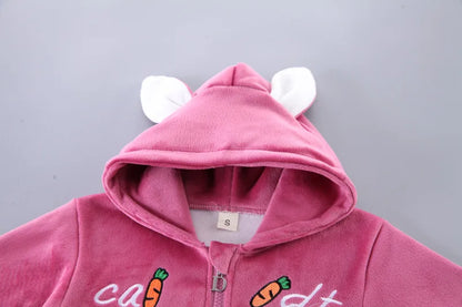 2025 Winter Casual Baby Clothing Set 3pcs Kids Bear Pattern Hooded Coat Warm Outfits for Children