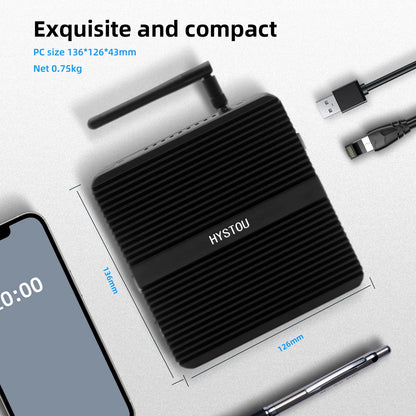 Hystou OEM Industrial Mini PC Fanless VGA HD Dual 2 LAN Ce-Celeron J4125 J6412 8G DDR4 RAM 128G SSD Used