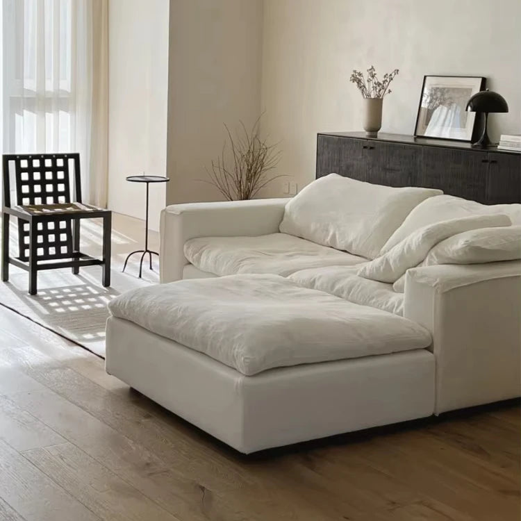 Cream Wind Cloud Sofa Set Modern Household Fabric Compressed Sofa Set 7 Seater Compression Sofa