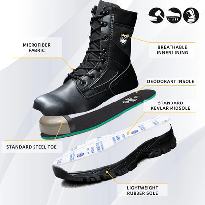 Men's Steel Toe Safety Boots, Microfiber Upper PU Sole, Comfortable Breathable Wear-resistant Working Boots for Men
