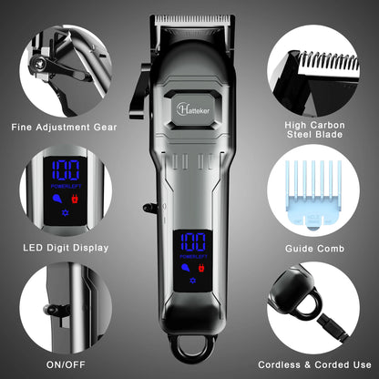 Hatteker Cordless Professional Men's Electric Hair Clippers Beard Trimmer Set Facial Grooming Set for Men