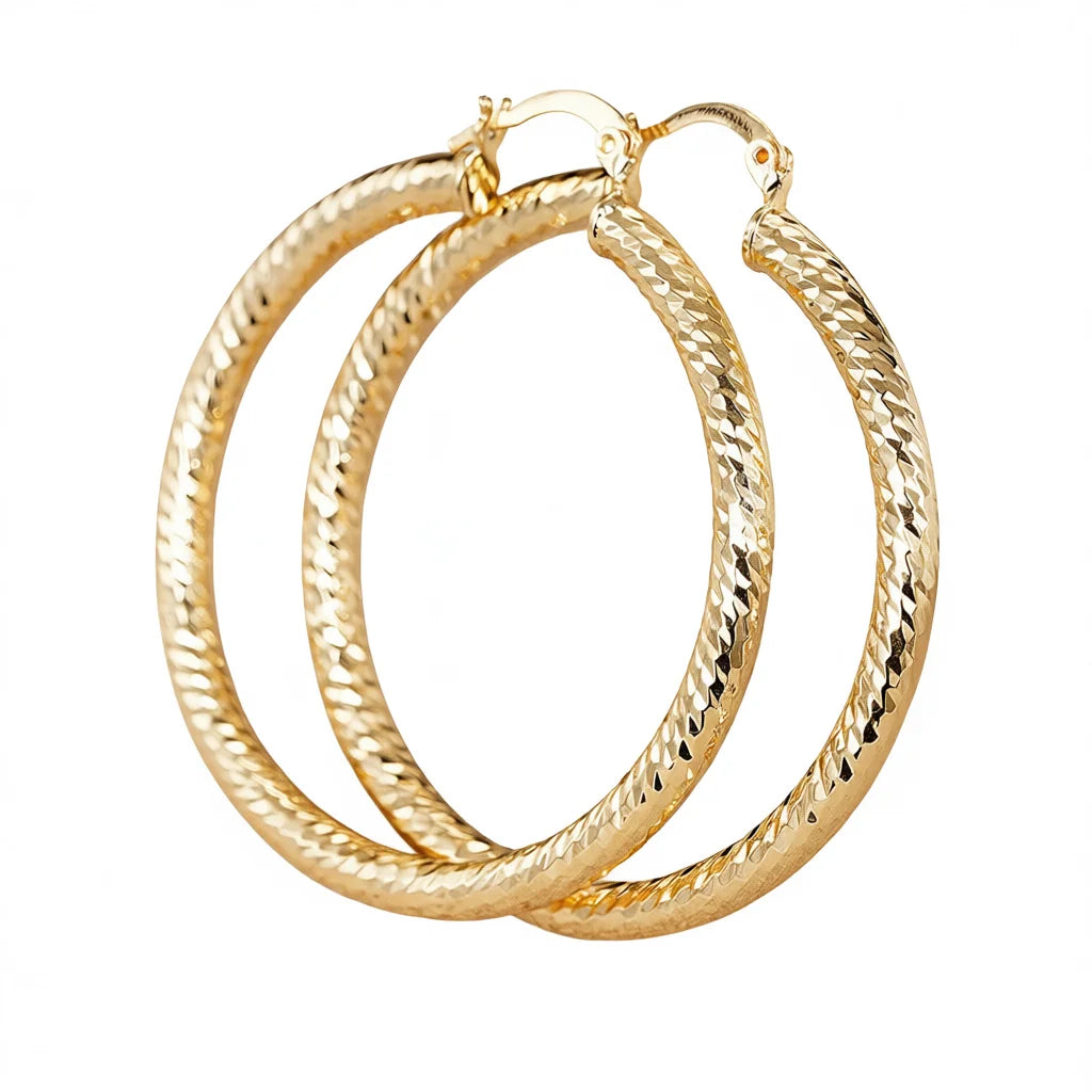Women's Golden Hoop Earrings 18K Gold Plated Zinc Alloy Party Fashion Jewelry Large Circle Statement Accessories
