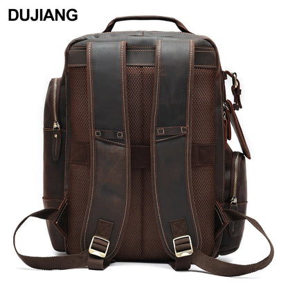 Men's Retro Luxury Fashion Style Leather Daypack for Travel and School Luxury Leather Bagpack for Men