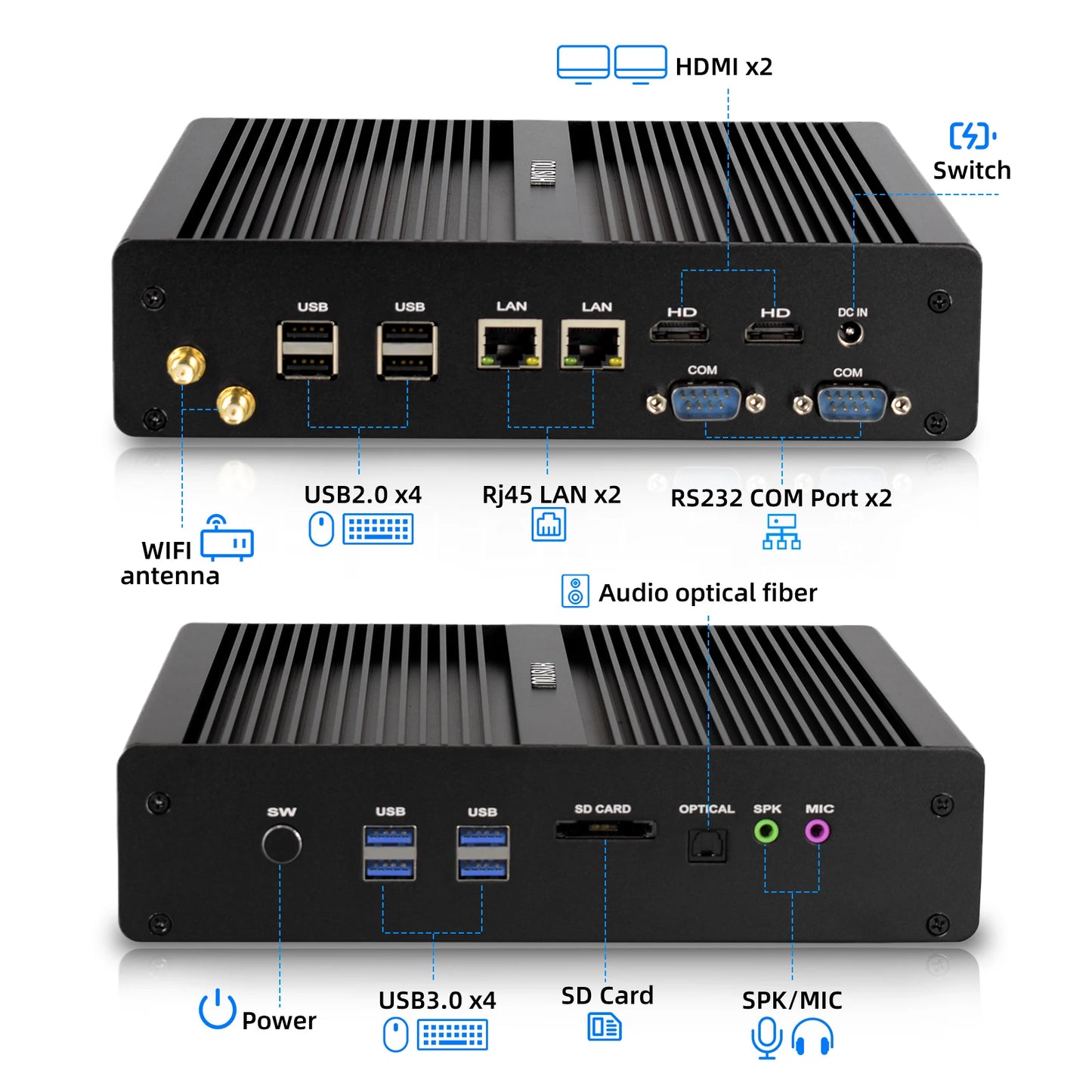 Hystou Core I7 5500U Mini Gamer Desktop PC New Industrial 8 USB DDR3 RAM Barebone System SSD US Plug