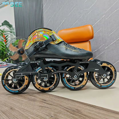 SeeMore Carbon Fiber Racing Speed Inline Skates Adults Professional Competition Skating Shoes with 4 Wheel Optional 90/100/110mm