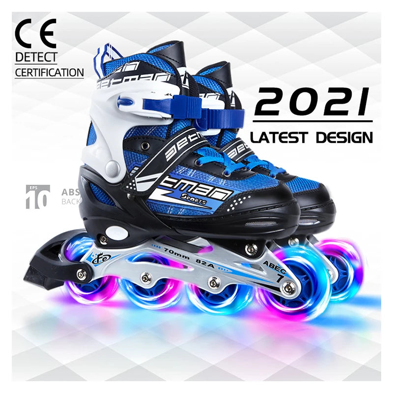 EACHkids Professional Inline Adjustable Roller Skates Patins Infantil Roller Patines 4 Ruedas Skating Shoes for Kid Girl Boys PU