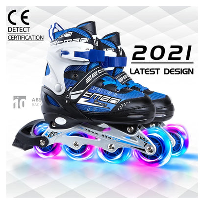 EACHkids Professional Inline Adjustable Roller Skates Patins Infantil Roller Patines 4 Ruedas Skating Shoes for Kid Girl Boys PU