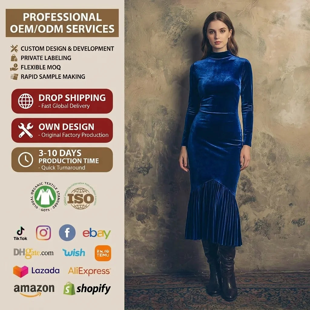 Autumn Winter Spring Women Breathable Woven Washable Midi Dress Long Sleeves Solid Vintage Casual Party Knee-Length Natural