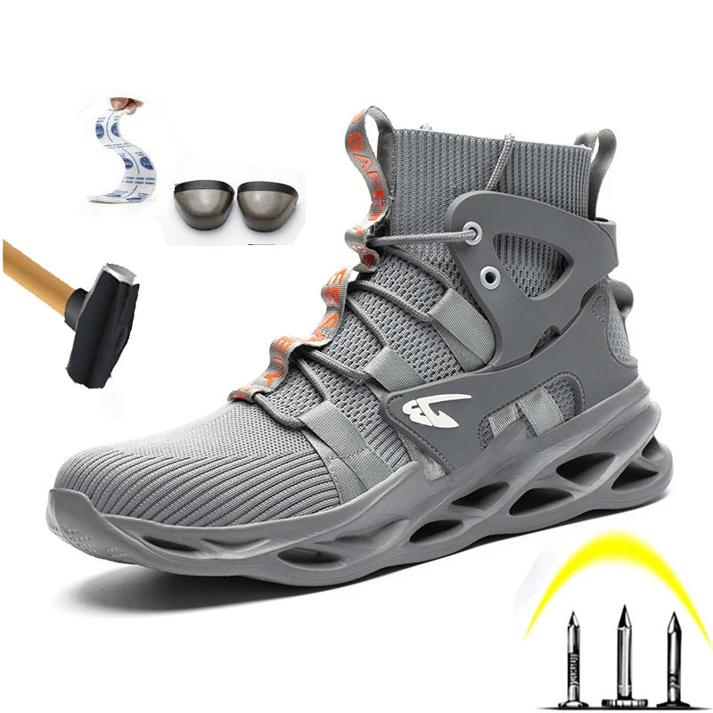 Breathable Men's Safety Work Boots Waterproof Non-slip EVA  Men Women Steel Toe Safety Shoes