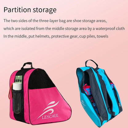 Roselle Wholesale Breathable Polyester All Season Skating Shoes Storage Bag Roller Skate Backpack with Adjustable Shoulder Strap