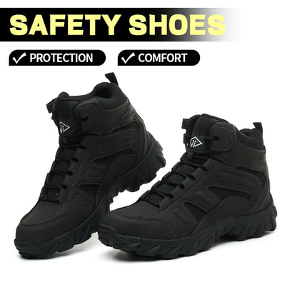 Men's Steel Toe Safety Shoes, Microfiber Upper Rubber Sole, Anti-slip Wear-resistant Breathable Working Shoes for Men