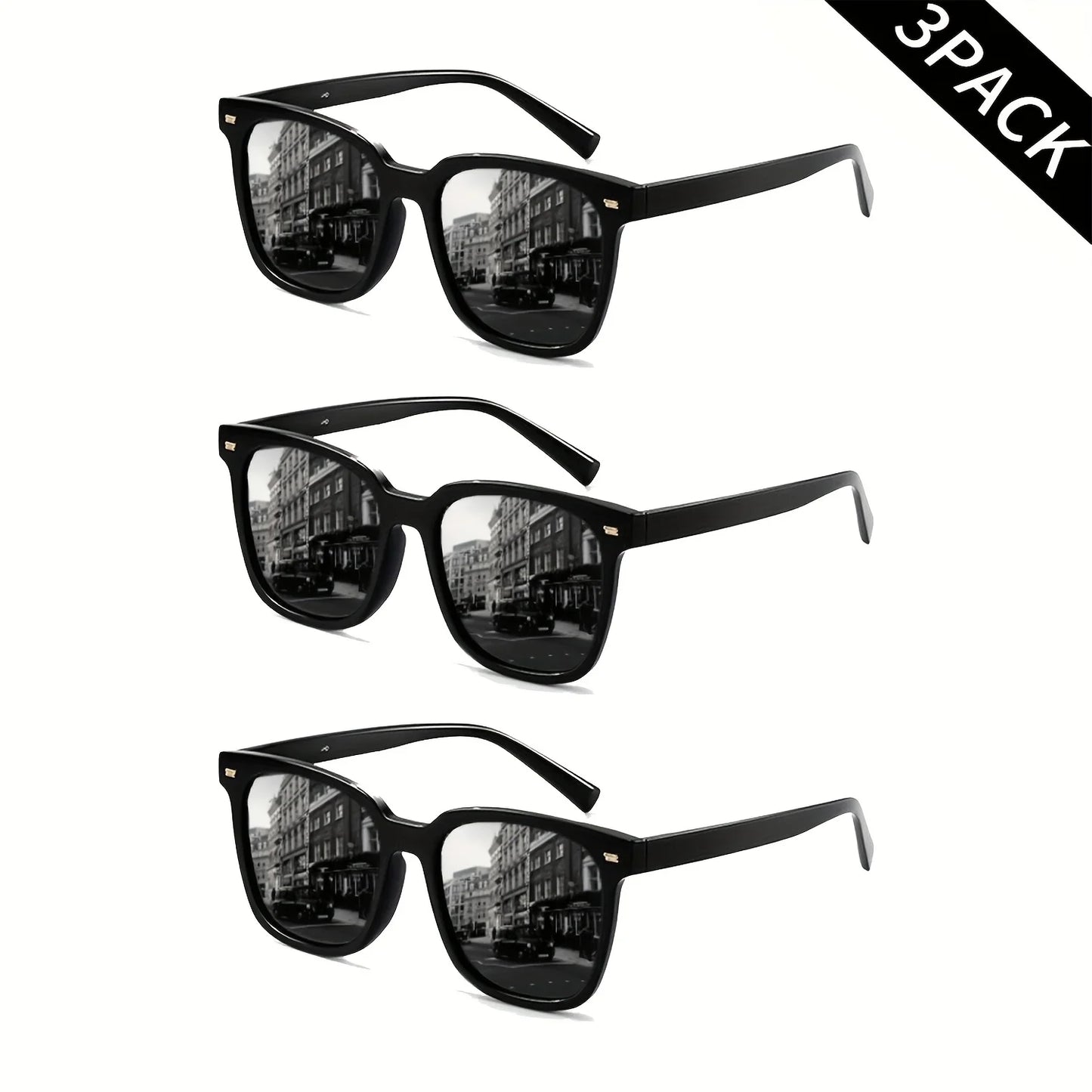 3 Pairs of Polarized Glasses for Men and Women, Lightweight Classic Square Men'S Sports Glasses, UV Resistant, Used for Cycling