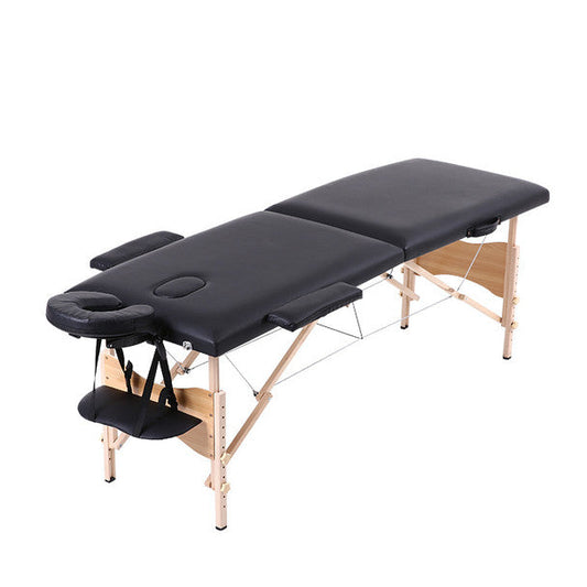 Black Portable Massage Table Folding Spa Beauty Bed Lightweight Tattoo Therapy Reiki Healing Headrest Arm Support - Black Couch w/Carry Bag