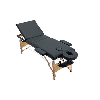 Black Portable Massage Table Folding Spa Beauty Bed Lightweight Tattoo Therapy Reiki Healing Headrest Arm Support - Black Couch w/Carry Bag