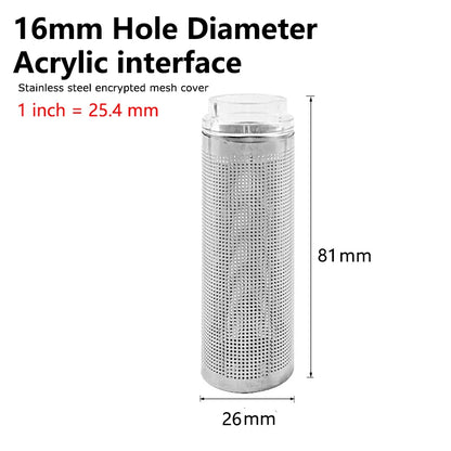 12/16mm Aquarium Inflow Inlet Filter Stainless Steel Mesh Net Guard Fish Tank Filter Accesories Intake Strainer Prefilter cover