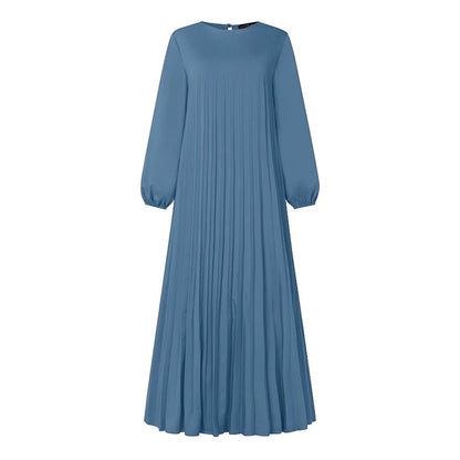 Ramadan Muslim Dress Abaya ZANZEA Casual Kaftan Women Long Sleeve Pleated Sundress Hijab Robe Femme IsIamic Clothing Eid Mubarek