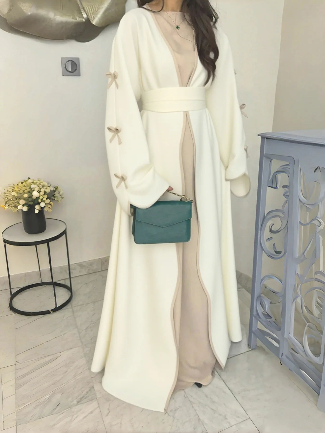 Muslim Abaya Women Dress Dubai Women Dress Bow Caftan Lace-up Floral Dresses Islamic Pakistan Moroccan Kaftan 2026 Robe