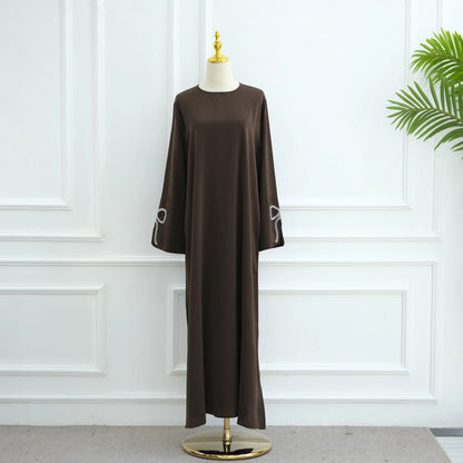 Abaya Woman Dubai Women's Traditional Dresses And Abayas Holiday Dress Luxury Kaftan Kebaya Turkey Bow Beaded Sleeve Dress Robe