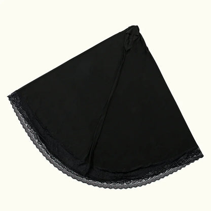 Muslim Abayas Full Cover Lace Edge Women Black Clothing Solid Color Instant Hijab Soft Premuim Cotton Hemp Ramadan Prayer Dress