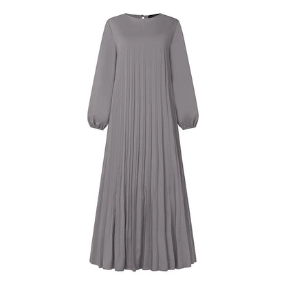 Ramadan Muslim Dress Abaya ZANZEA Casual Kaftan Women Long Sleeve Pleated Sundress Hijab Robe Femme IsIamic Clothing Eid Mubarek