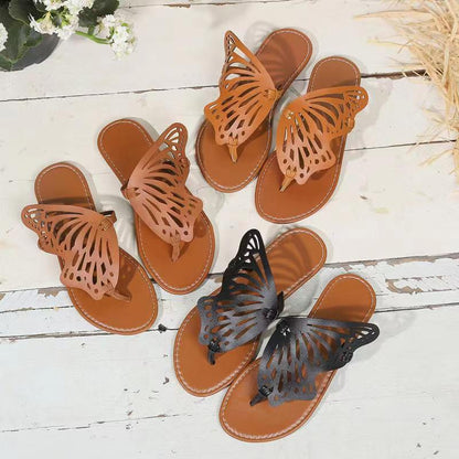 Summer Sandals Vintage Flip Flop Butterfly Wings Flat Shoes Outdoor Slippers