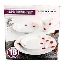 PRIMA BLACK, BLUE & PURPLE WILD FLOWER DINNER SET 16PC