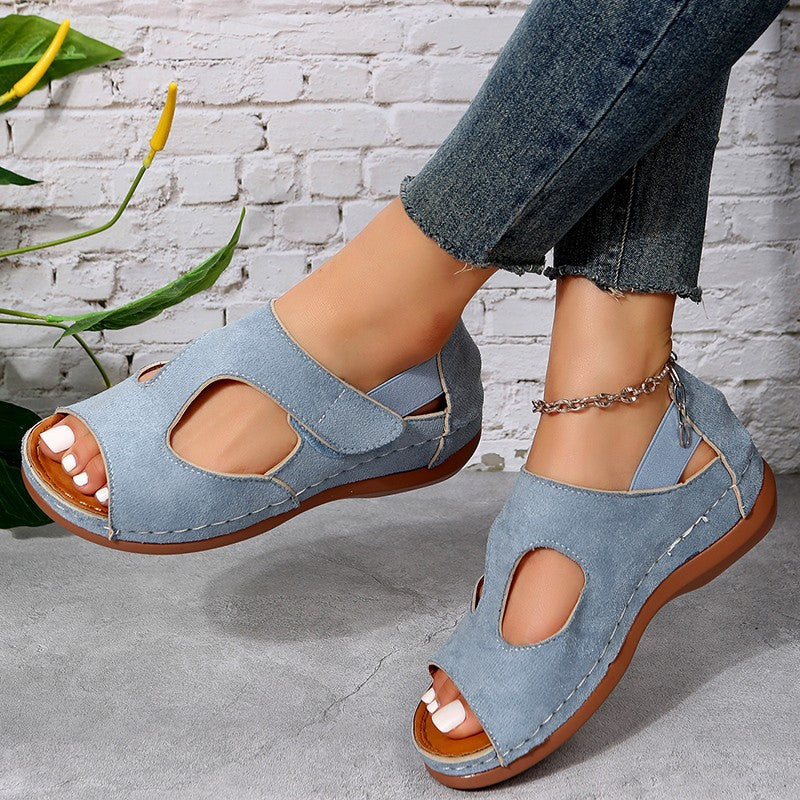 Casual Sandals Summer Shoes For Women Low Heels Velcro Shoes