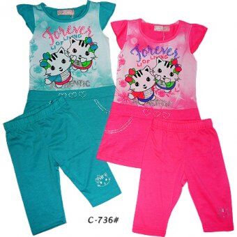 GIRLS 2 PIECE PRINTED KITTY SET