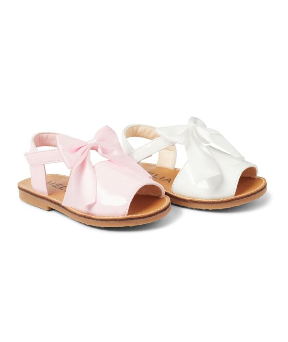 Pack of 12 Martina- Girls Sandals in white and Pink with a removable Bow