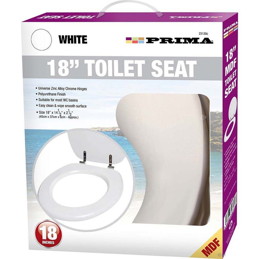 PRIMA MDF WHITE GROOVED TOILET SEAT 18"