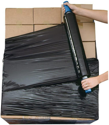 Pack of 6 HEAVY DUTY 20 MICRONS BLACK PALLET SHRINK PALLET WRAP