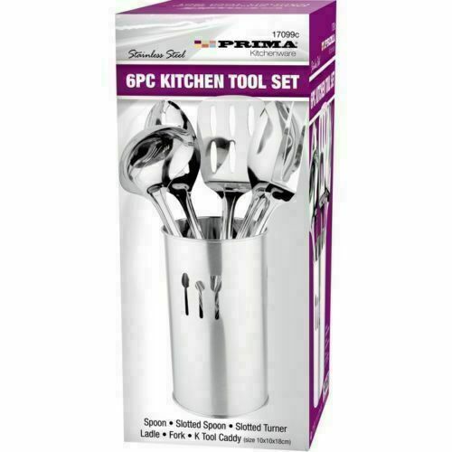 3 pack 6PC STAINLESS STEEL KITCHEN TOOL SET UTENSILS HOLDER SPOON TURNER LADLE FORK NEW